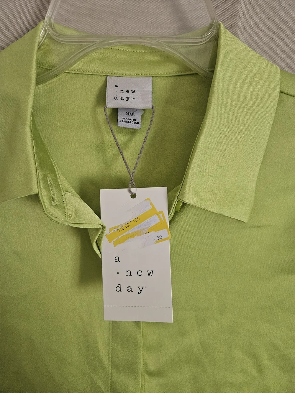a new day Lime Green Button-Up Blouse Size XS